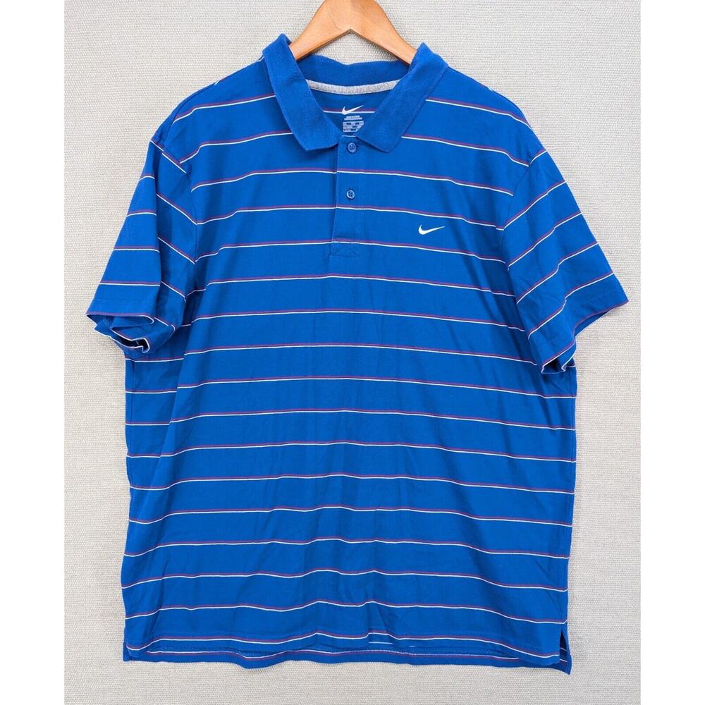 Nike Polo Shirt Size XXL Blue Stripes -0125G122